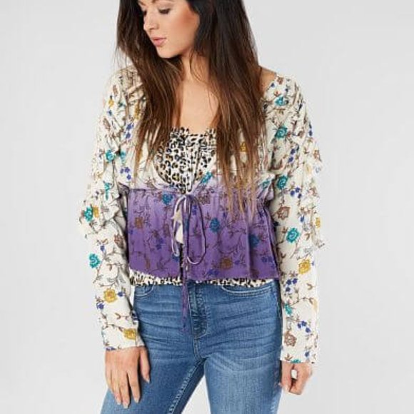 NWT GIMMICKS by BKE Pleated Ruffle Ombre Kimono - Picture 1 of 12